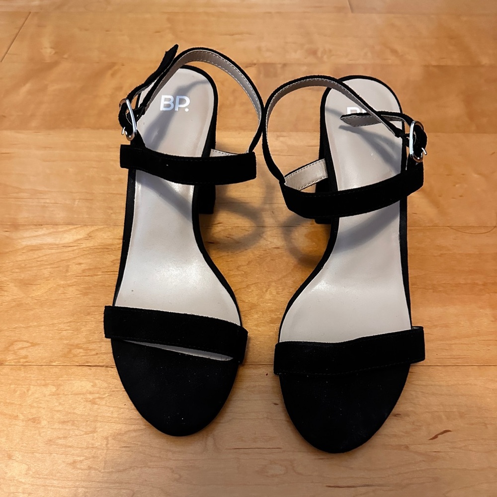 black bp faux suede heels